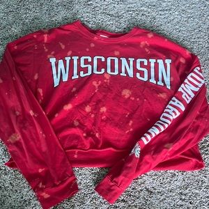 Pink (brand) Wisconsin badger tie tye cropped shirt